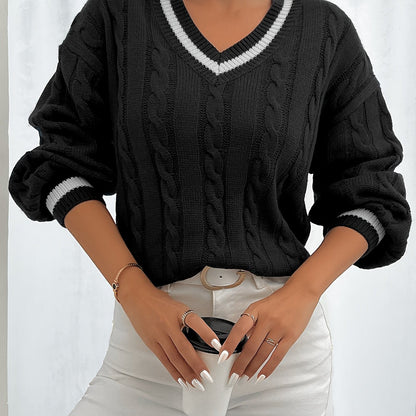 Pull Femme Long Manches Élégant et Chaud