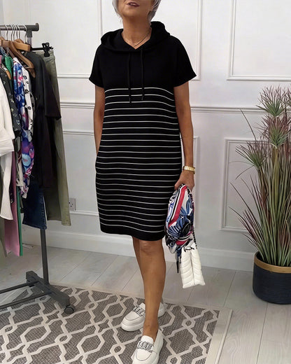 Robe Femme Coton Décontractée Manches Courtes Coupe Droite - PanierRoyale
