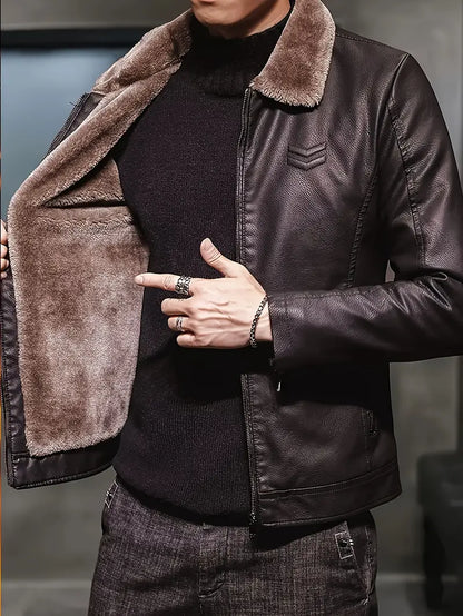 Veste Homme Hiver Fourrée avec Capuchon et Fermeture Éclair