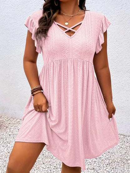 Robe Femme Décolleté Découpé Manches Volantées