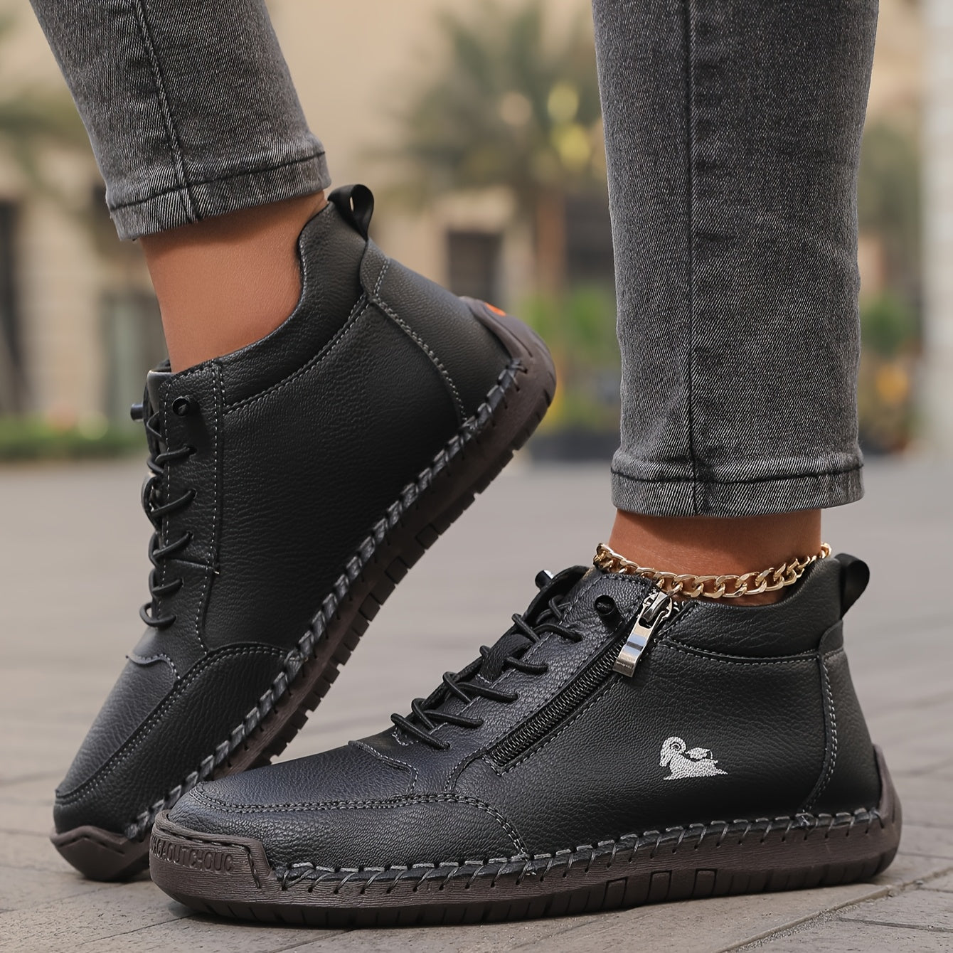 Chaussures Femmes Confortables à Lacets et Fermeture Éclair
