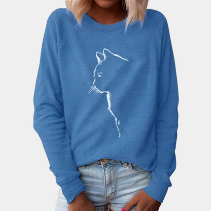 Pull Femme Chat Décontracté et Coloré