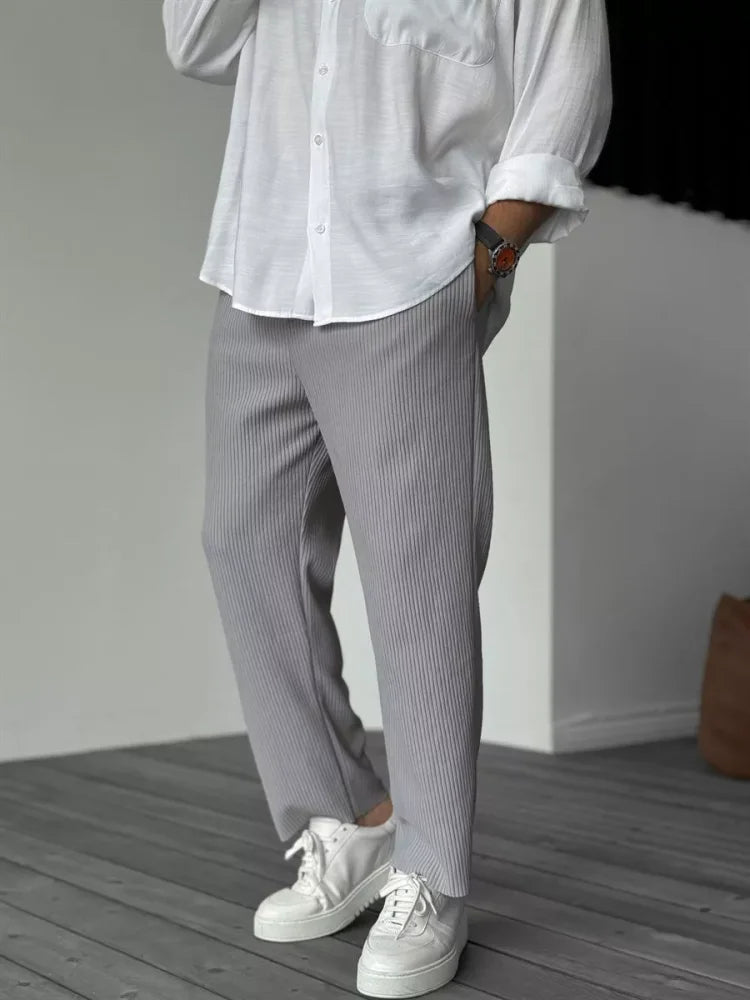 Pantalon Moderne à Rides pour Homme