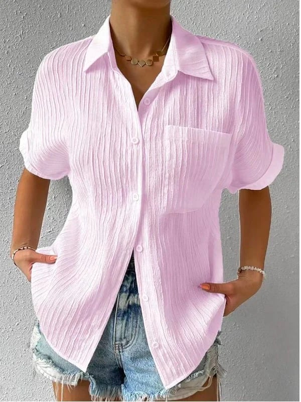 Chemise Femme Coton Légère Col Classique Boutonnée Coupe Décontractée