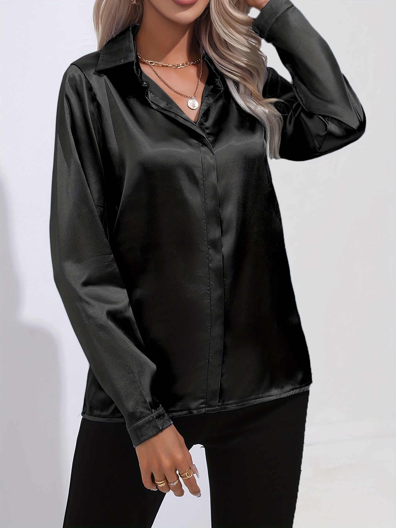 Chemise Femme en Soie Élégante Manches Longues