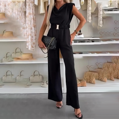 Combinaison Femme Sans Manches Décolleté Drapé Taille Élastique