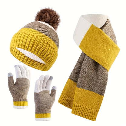 Tenue Hiver 3 Pièces : Bonnet, Écharpe et Gants Chauds