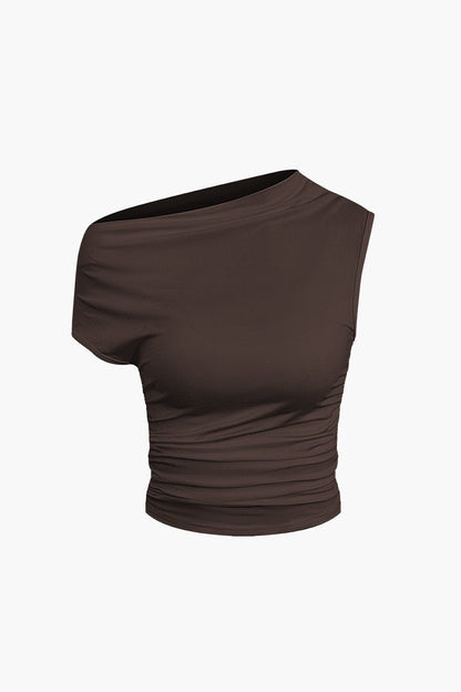Top Épaule Uniquement & Mini Jupe Drapée pour Soirée Glamour