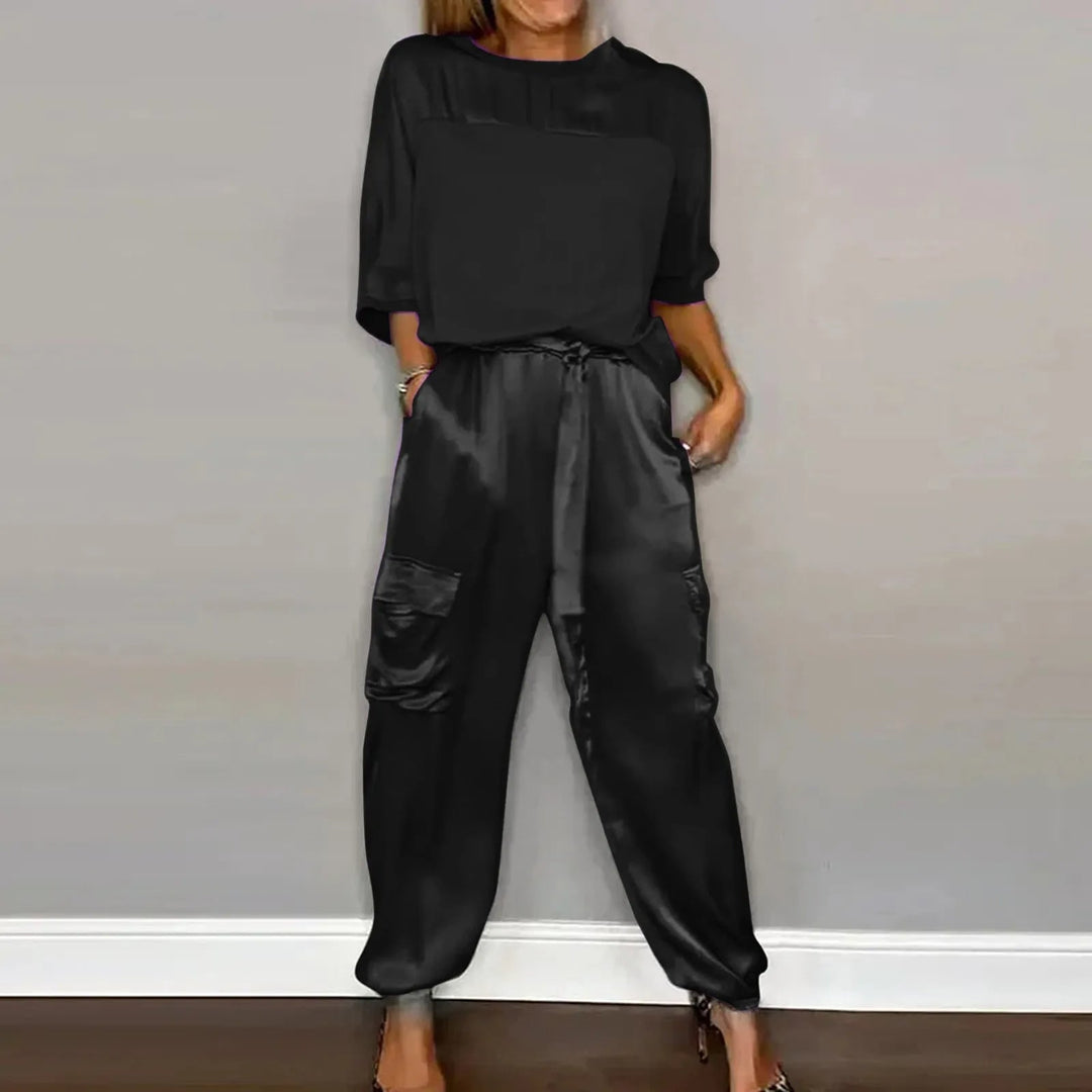 Ensemble 2 Pièces Féminin : Chemisier Décontracté et Pantalon Élégant