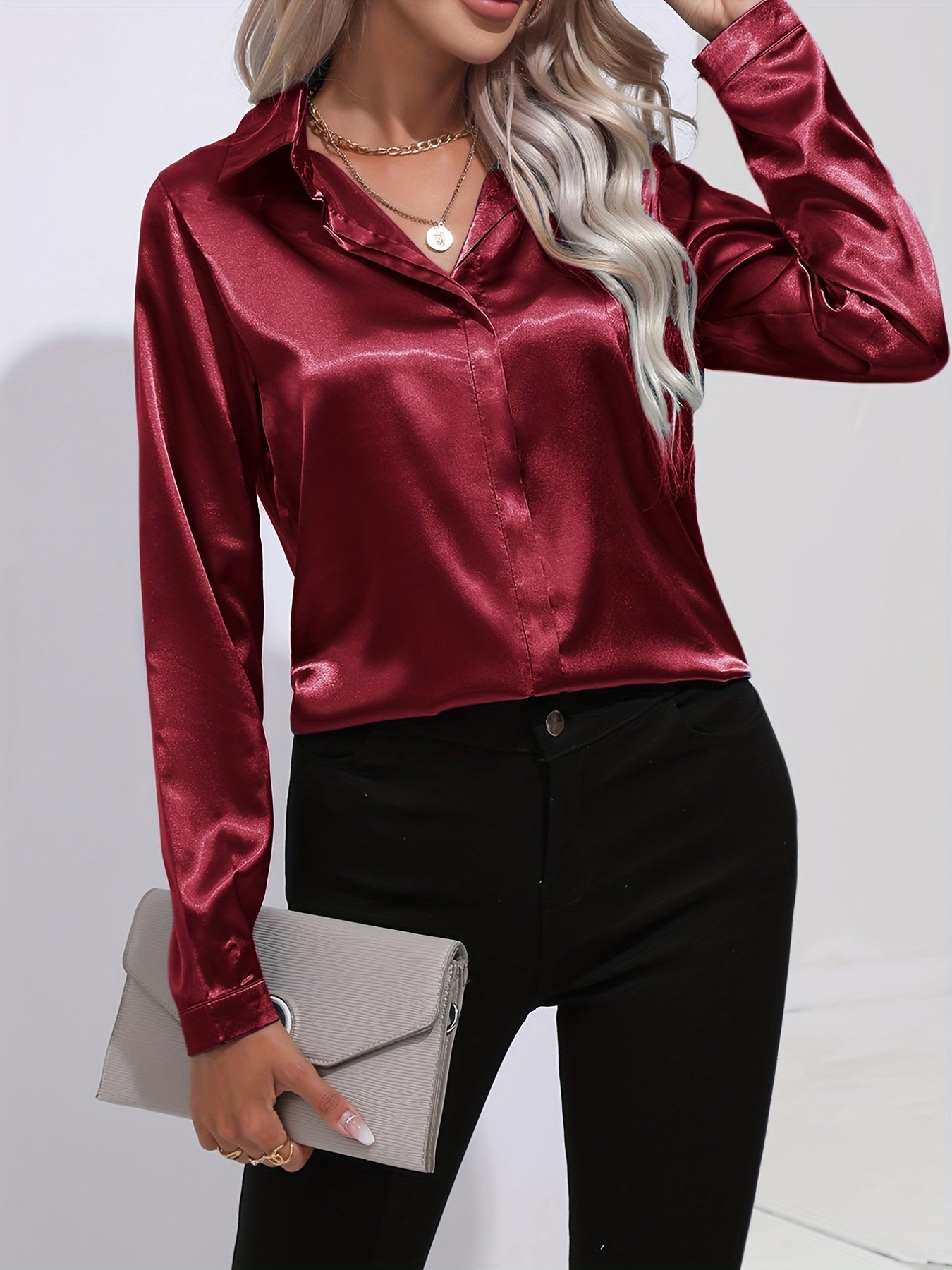 Chemise Femme en Soie Élégante Manches Longues
