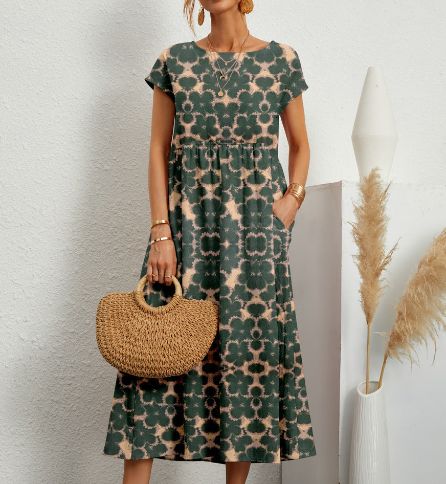 Robe Été Midi en Coton Léger Florale Féminine
