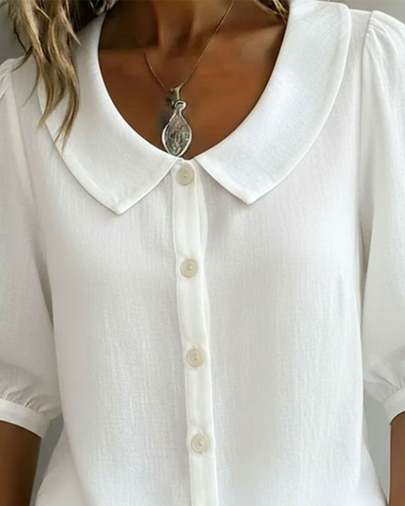 Chemisier Femme Coton Col Peter Pan Manches Longues