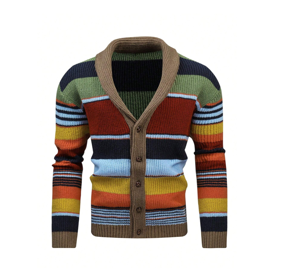 Cardigan Rayé Élégant avec Boutons - PanierRoyale