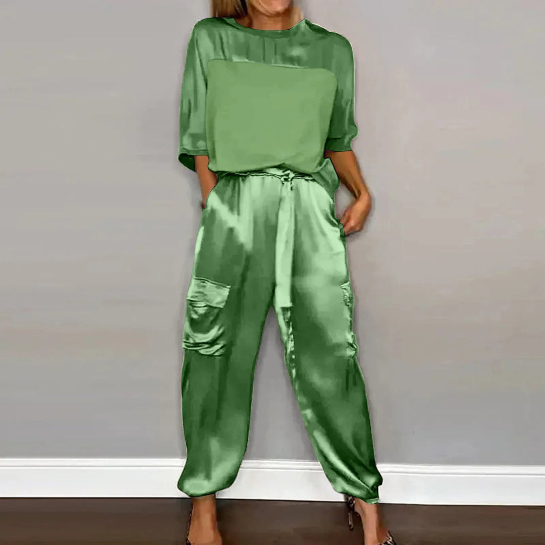 Ensemble 2 Pièces Féminin : Chemisier Décontracté et Pantalon Élégant