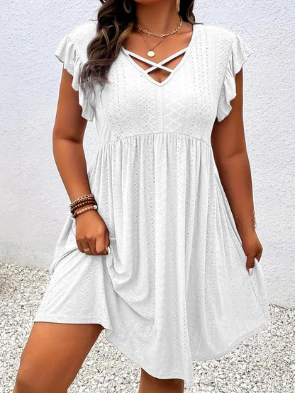 Robe Femme Décolleté Découpé Manches Volantées