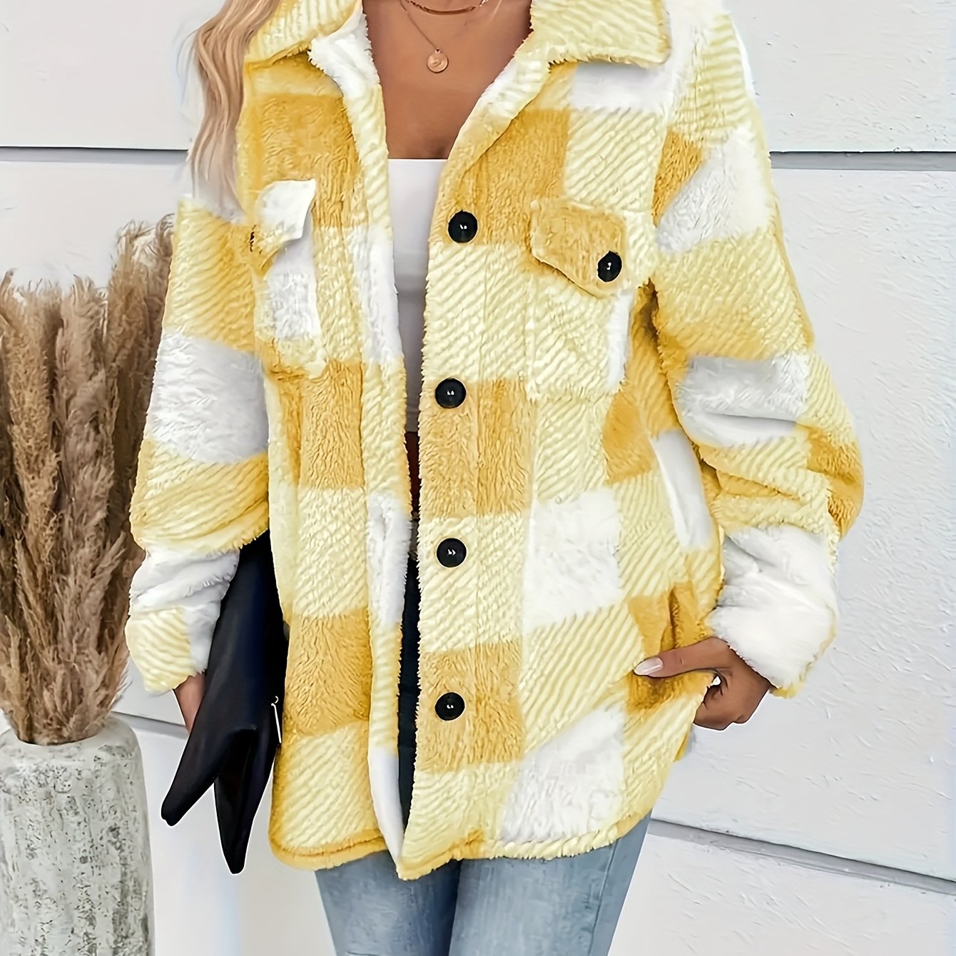 Veste Femme Peluche Coupe Ample Manches Longues