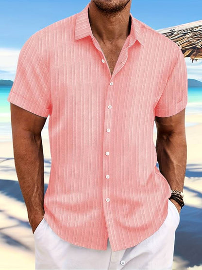 Chemise Homme Décontractée Rayée Manches Courtes