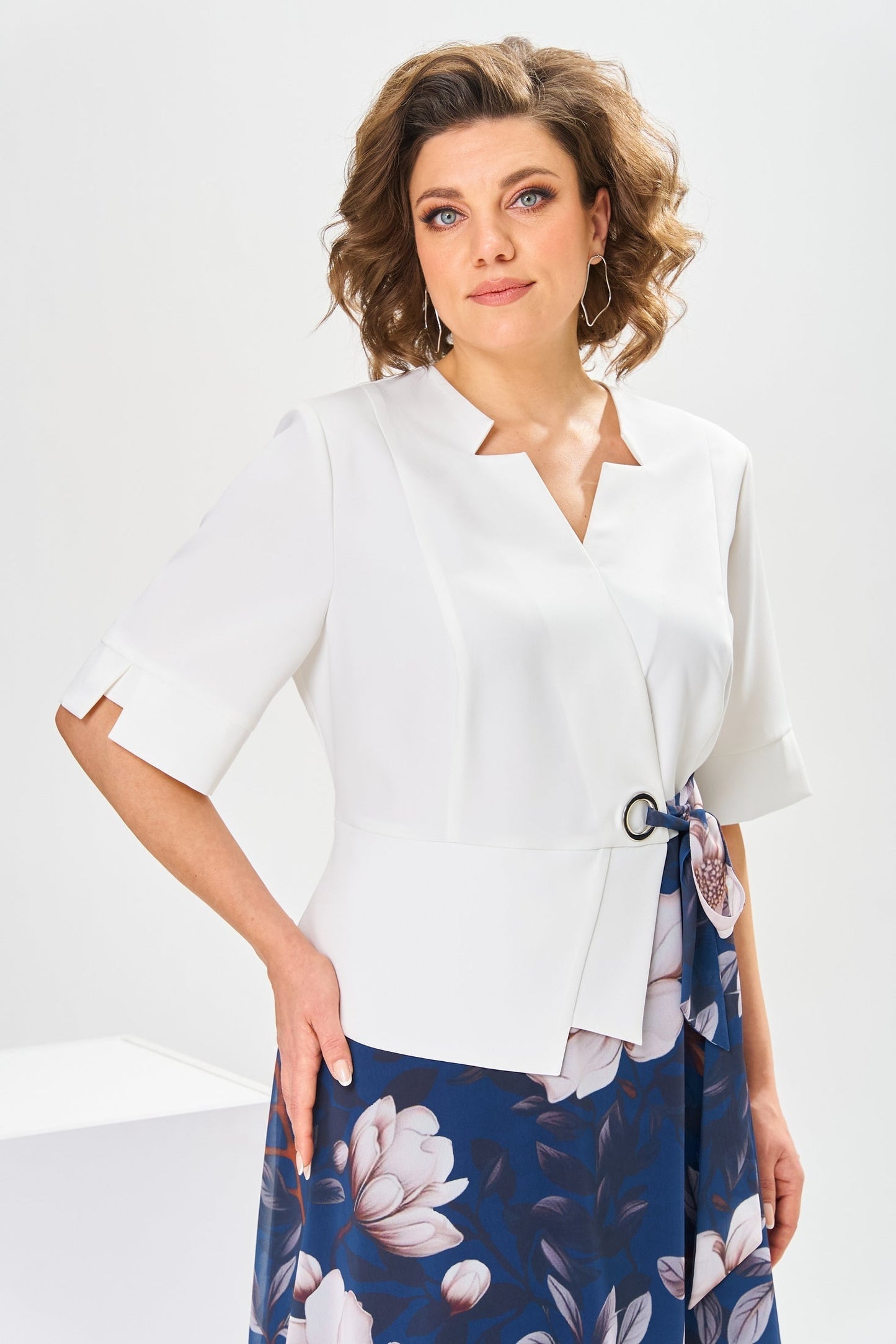 Robe midi Femme Coton Soie Fluide Manches Courtes