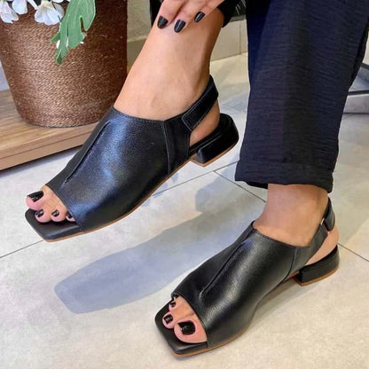 Sandales Femme Talon Bas Confortable Ouvertes Classiques - PanierRoyale