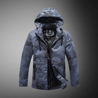 Veste Hiver Homme Capuche avec Poches Réversibles