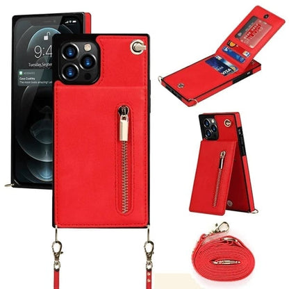 Housse pour iPhone Femme en Cuir avec Porte-cartes Zippé