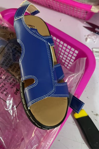 Sandales Femmes Cuir Naturel à Talon Plat Élégantes