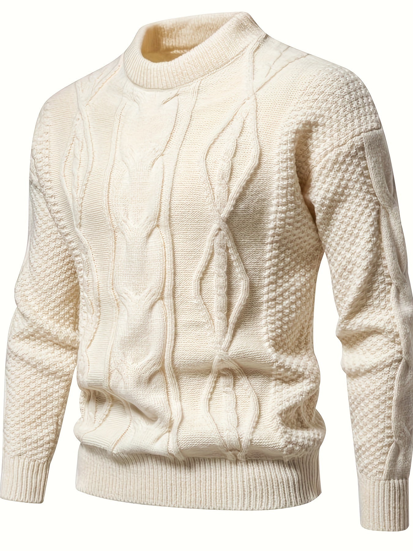 Pull Homme Marine Épais Chaud en Laine Mélangée