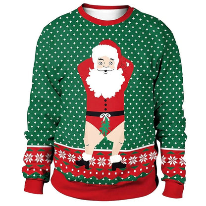 Pull de Noël Rouge Brillant avec Cerf Pour Homme et Femme