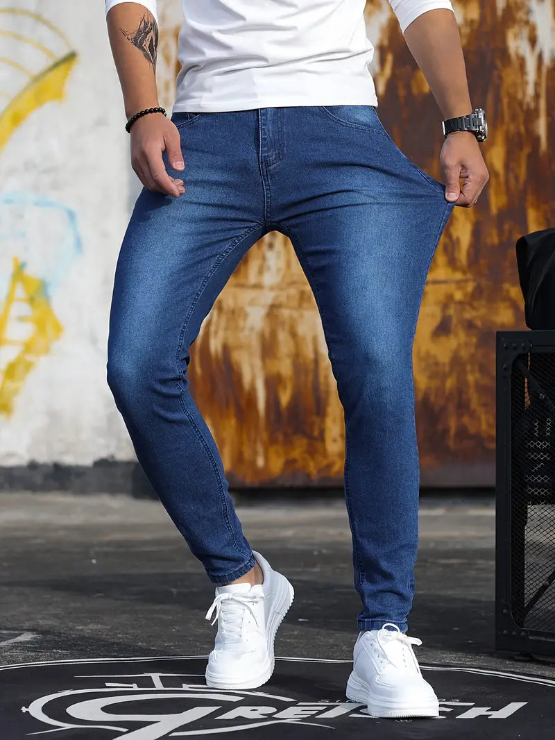 Jeans Slim Homme Élastique Denim Foncé