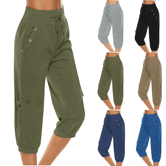Pantalon court femme décontracté avec poches élastiques - PanierRoyale