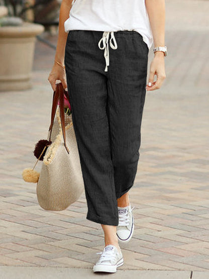 Pantalon Femme Lin Clair Élastique Confortable