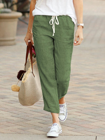 Pantalon Femme Lin Clair Élastique Confortable