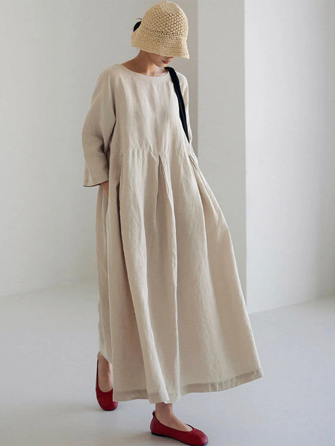Robe Longue Femme Élégante en Lin pour Femme - PanierRoyale