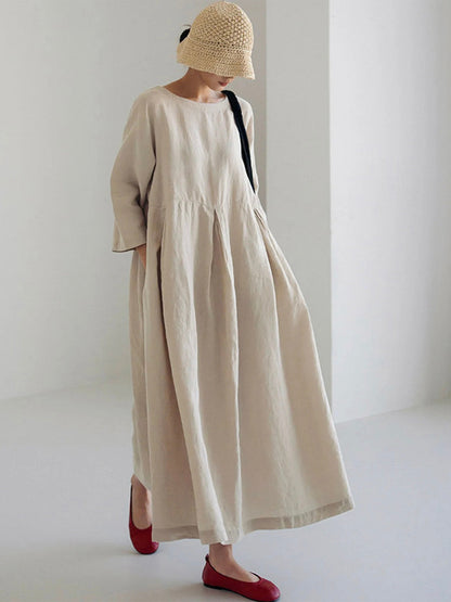 Robe Longue Femme Élégante en Lin pour Femme - PanierRoyale