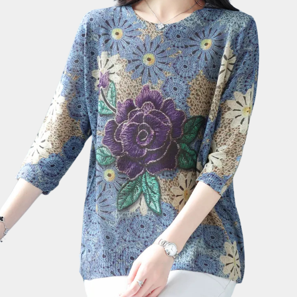 Pull Femme Floral Élégant et Chaud