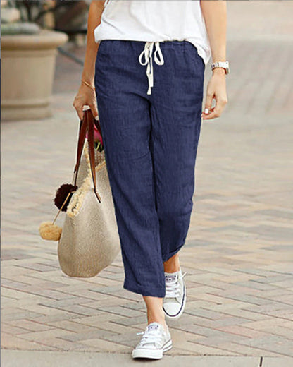 Pantalon Femme Lin Clair Élastique Confortable