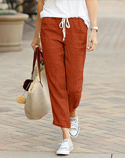 Pantalon Femme Lin Clair Élastique Confortable