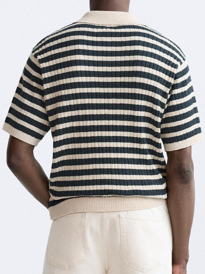 Polo Rayé Classique en Coton
