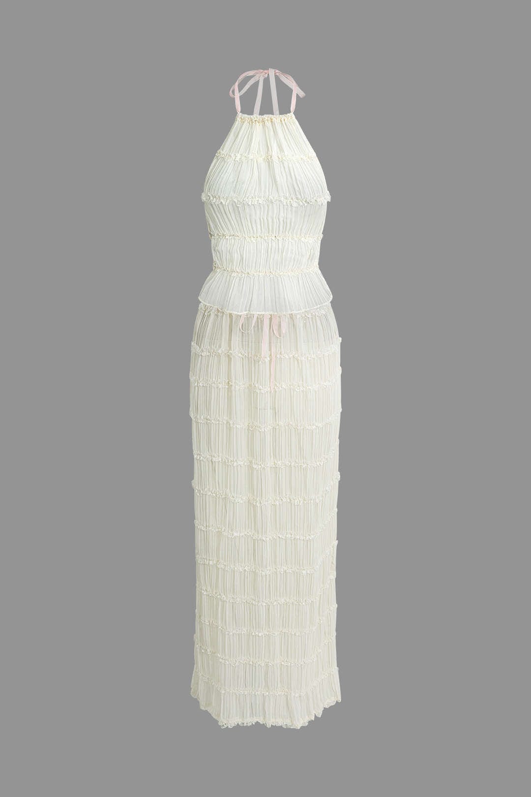 Robe de soirée deux pièces plissée élégante