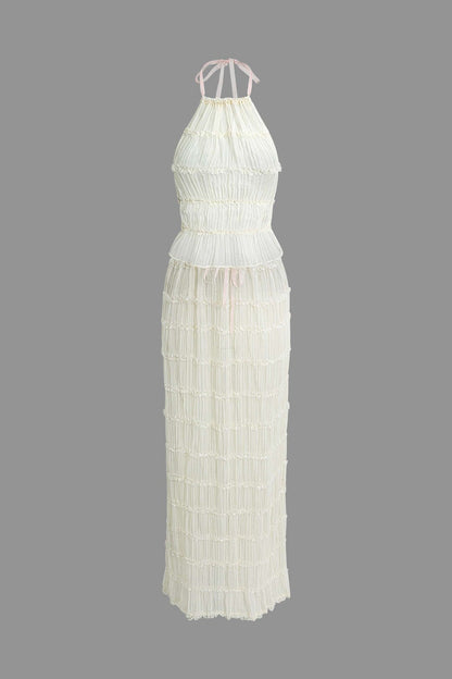 Robe de soirée deux pièces plissée élégante