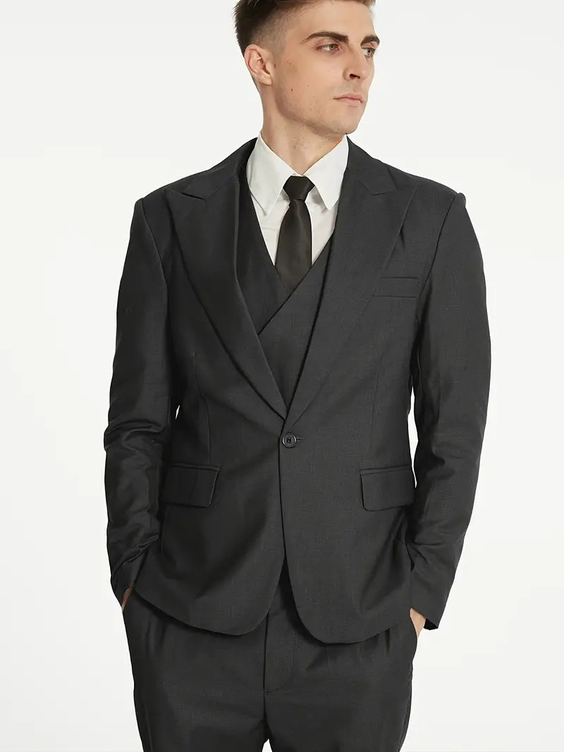 Costume Homme 3 Pièces : Blazer, Gilet et Pantalon Élégant