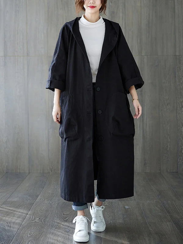Veste Imperméable Longue Féminine avec Capuche pour Femme
