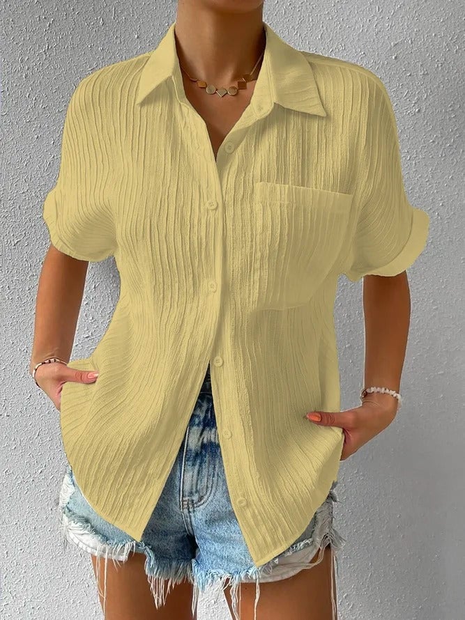 Chemise Femme Coton Légère Col Classique Boutonnée Coupe Décontractée