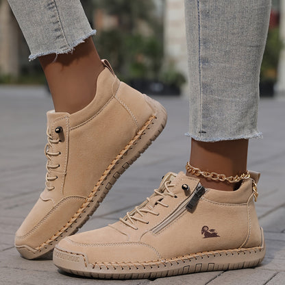 Chaussures Femmes Confortables à Lacets et Fermeture Éclair