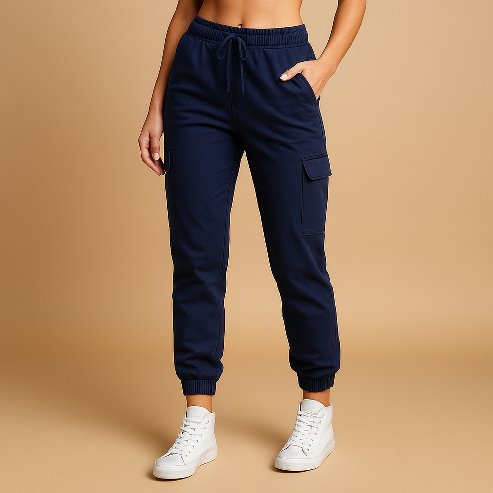 Pantalon Taille Haute Évasé avec Poches Latérales