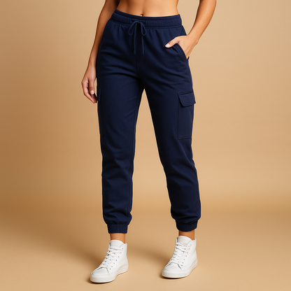 Pantalon Taille Haute Évasé avec Poches Latérales