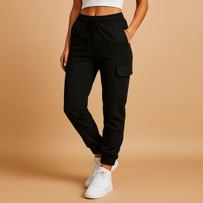 Pantalon Taille Haute Évasé avec Poches Latérales - PanierRoyale