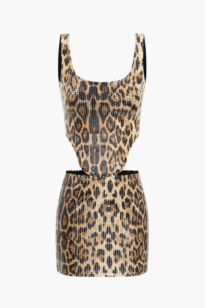 Robe imprimée léopard courte et élégante pour femme assurée