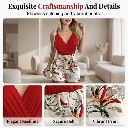 Ensemble Femme Short Taille Haute Décolleté en V Coupe Élégante
