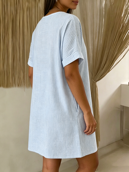 Robe Femme Coton Lin Boutonnée Coupe Ample Col Henley